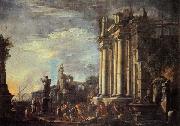 Giovanni Ghisolfi Landscape with Ruins and a Sacrificial Srene oil painting